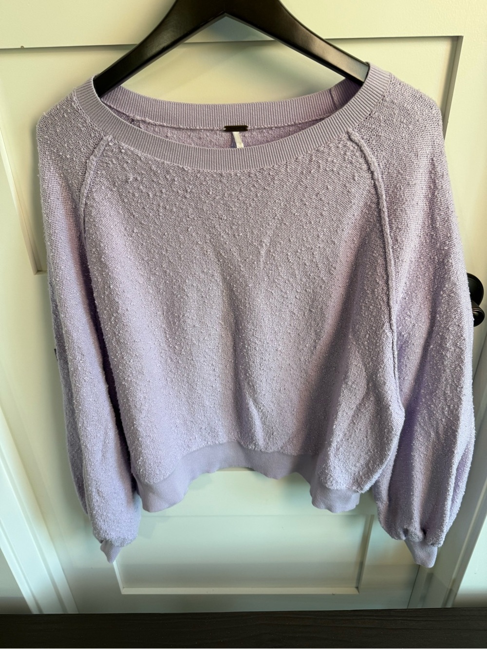 Free People Lavender Crewneck Textured Pullover